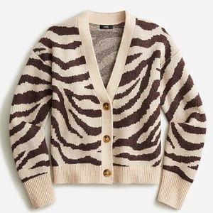 J.Crew Ribbed V-neck cardigan sweater in zebra stripe